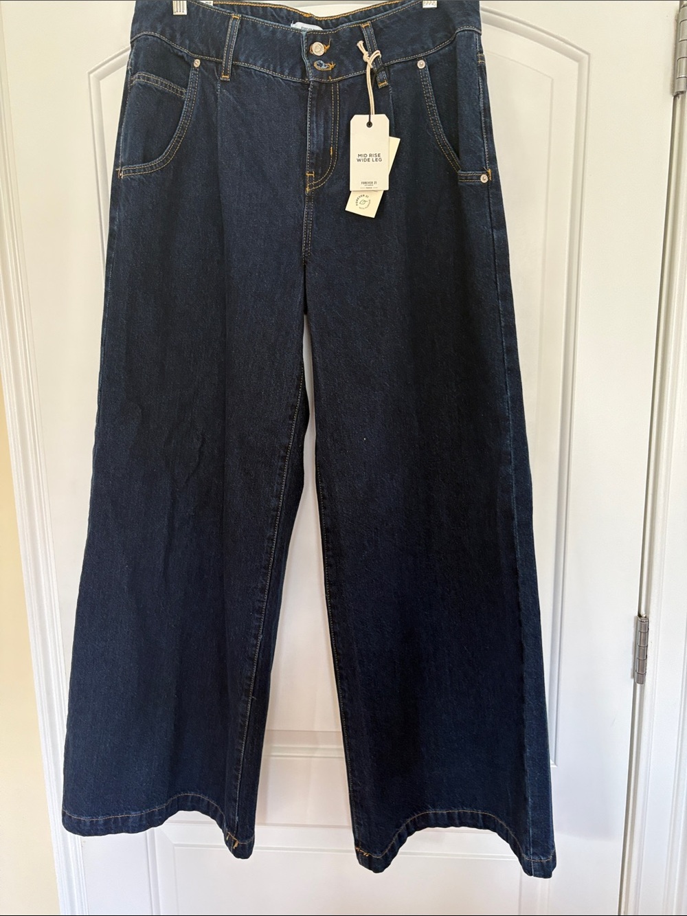 Forever 21 Dark Blue Wide Leg Jeans